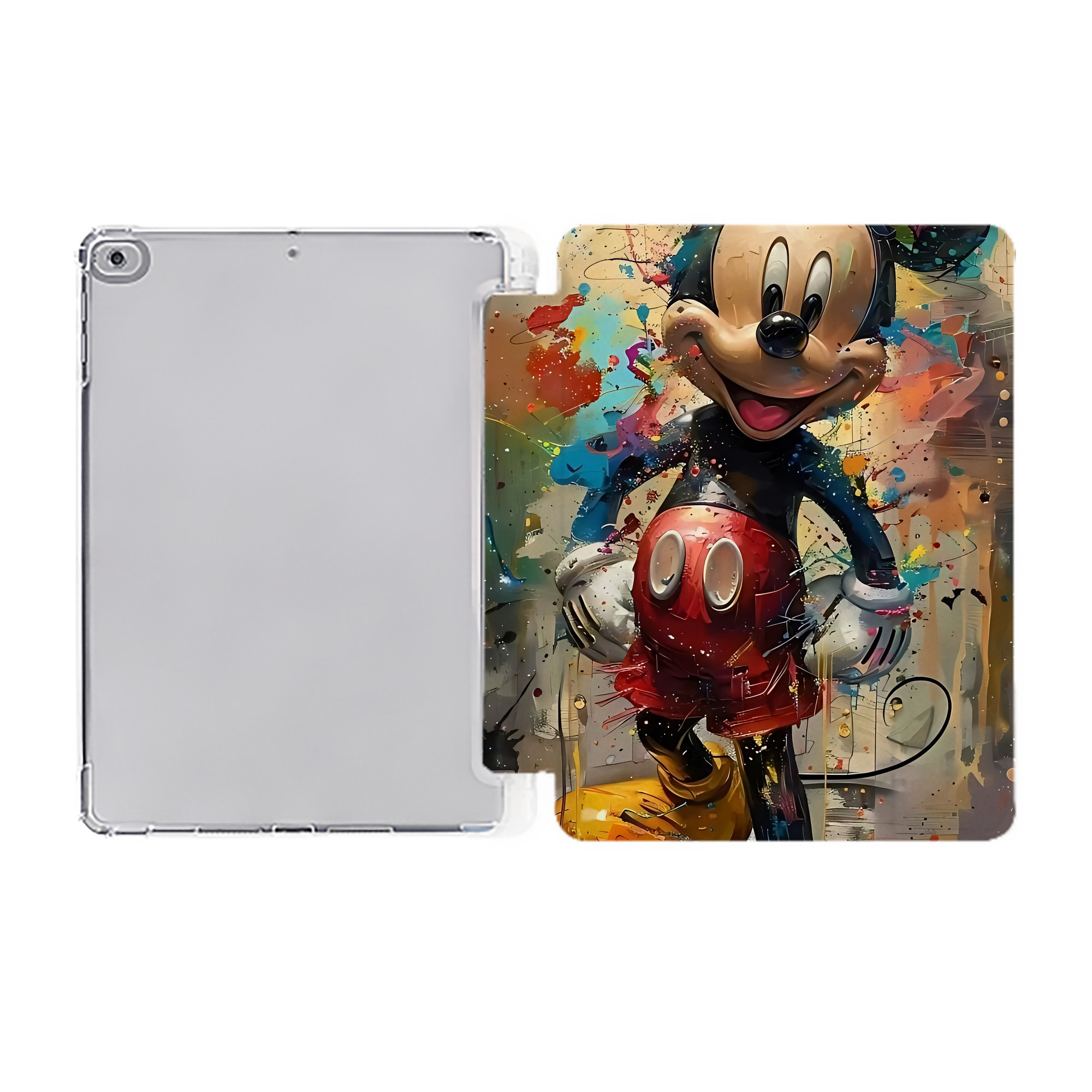 （画像用） ミッキーマウス Mickey Mouse IPad ケース ペン収納付き 三つ折りスタンド PUレザー×シリコン 対応機種9.5/10.5/10.9インチ